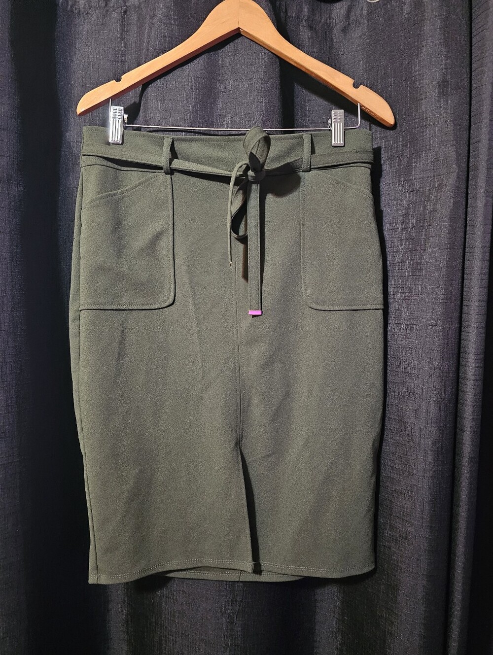 Nycc High-Rise Olive Green Belted Pencil Skirt M - Picture 2 of 9